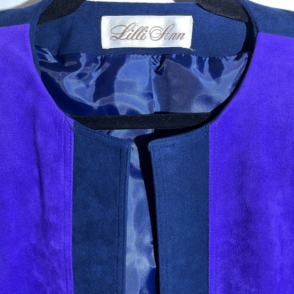 Lilli Ann Ultra Suede Blazer Color Block Vintage Made in the USA Approx Sz M - Picture 6 of 14